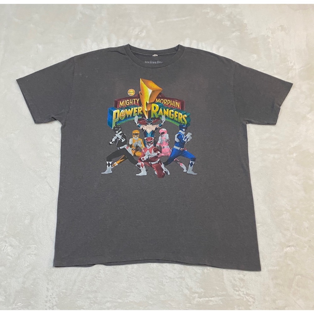 Mighty Morphin Power Rangers T-Shirt Mens XL Gray Graphic Tee Saban 2014